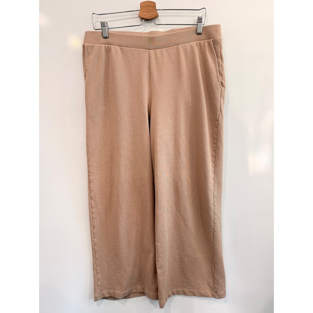 Pure Jill J. Jill Organic Cotton French Terry Wide Leg Crop Pants Tan M‎ Tall